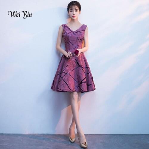 Weiyin Sleeveless Short Cocktail Dresses 2021 Party Gown A Line Formal Prom Dress Mini Length Lace Cocktail Dress WY896