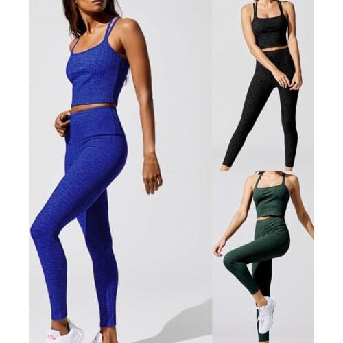 Women Yoga Outfits 2 Piece High Waisted Leggings With Sports Bra Sports Clothing
