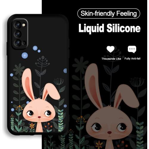 ASINA Liquid Silicone Case For OPPO Reno 6 5 4 3 2 Pro Shockproof Cute Rabbit Cover Bumper For Find X3 X2 Lite Neo A73 A94 Funda