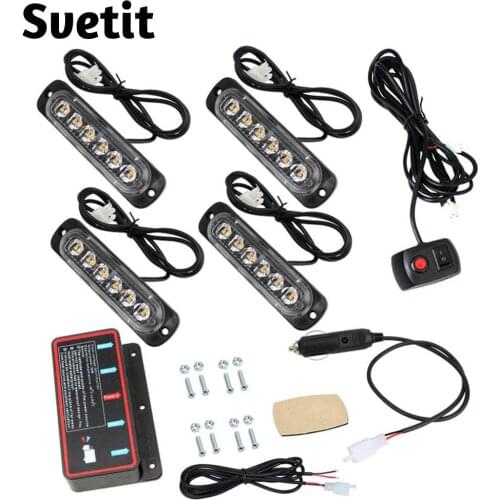 1 Set Motorcycle Strobe Light 12V 24V Red Blue LED Police Lights Car Grille Bumper Flashing Lights Ambulance Flash Lamp