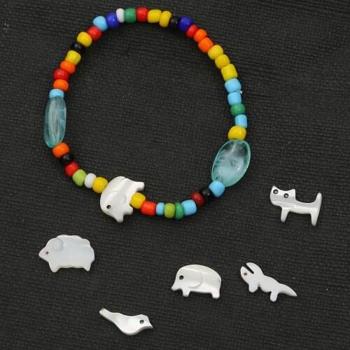 1pc/lot Multiple Size White Cute Animals Shell Flatback Beads for Jewelry Making DIY Bracelet Necklace Earrings Accessories