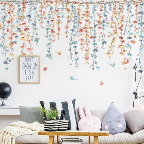 118*48cm Butterfly Vine Wall Stickers for Living room Bedroom Sofa Background Wall Decor Removable Vinyl Wall Decals Home Decor
