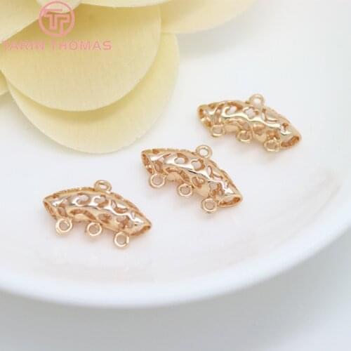 6PCS 16.8x11MM 24K Champagne Gold Color Plated Brass Charms Pendants Connector High Quality Diy Jewelry Accessories