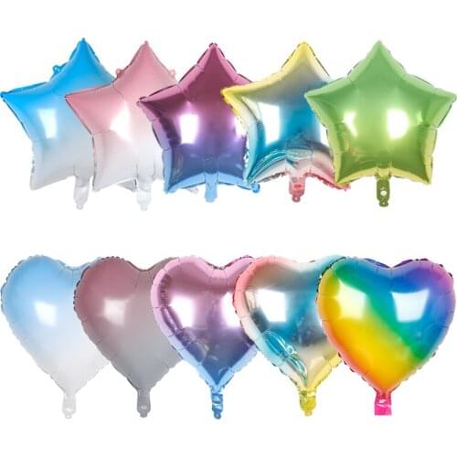 5pcs 18inch Gradient Color Star Heart Foil Balloons Wedding Birthday Party Decorations Kids Helium Toys Baby Shower Air Globos