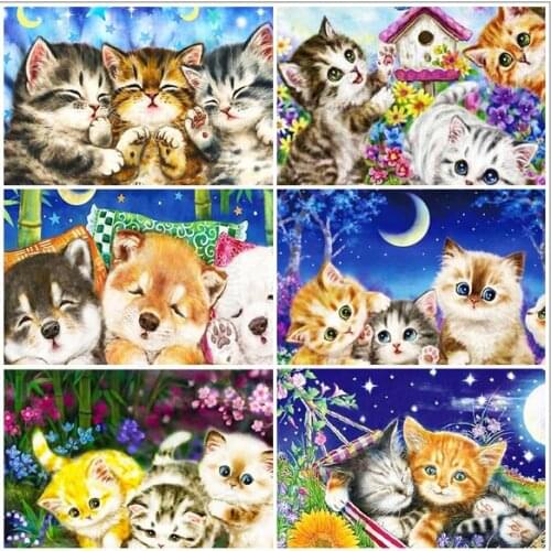 Cute Puppy Cat 5D DIY Full Square Round Diamond Painting Home Decoration Wall Art Picture Mosaic Sticker Diamond Embroidery