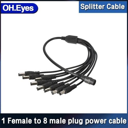 Free Shipping OH.eyes High Quaility DC 1 Female to 8 Male Power Splitter Cable Jack For Camera 5.5*2.1 ,CCTV Accessories