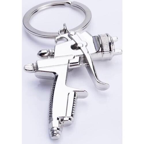 Water Spray Gun Keychain Zinc Alloy Men Car Key Chain Motorcycle Auto Accessories Turbo Key Ring Holder Keyfob KeyRings