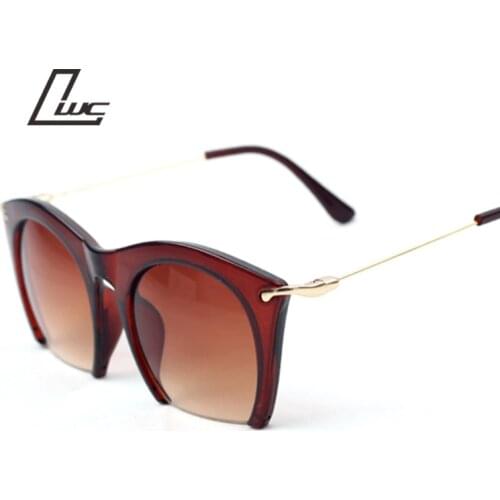 Brand Half Rim Sunglasses CAT EYE Shades Lenses Half Frame Goggles Women Tinted Sun Glasses Wear Black Party Sunglass Metal