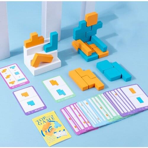 Wooden building block matching thinking game children early education logical thinking training parent-child interactive toys