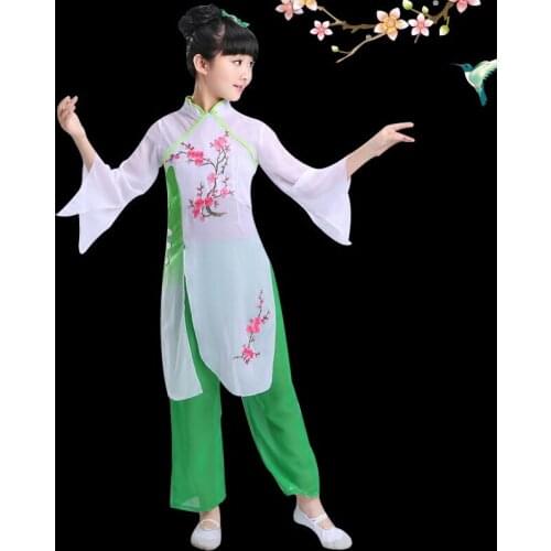 Childrens Chinese style Hanfu classical dance costumes girls national style yangko dance umbrella dance performance clothing
