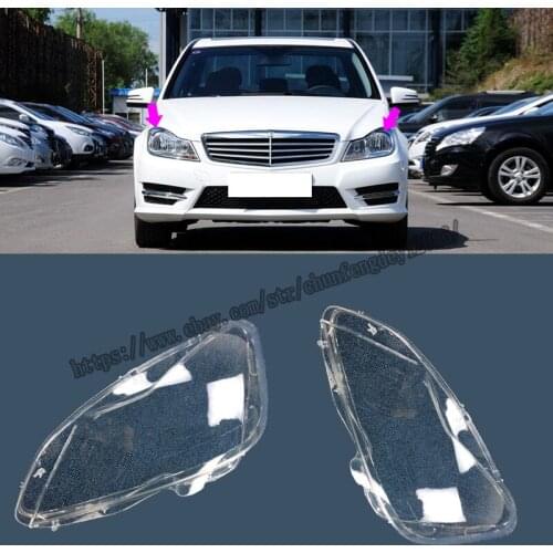 For Mercedes Benz C Class W204 2011-13 Headlight Headlamp Lens Cover PAIR (L+R) Car modification accessories