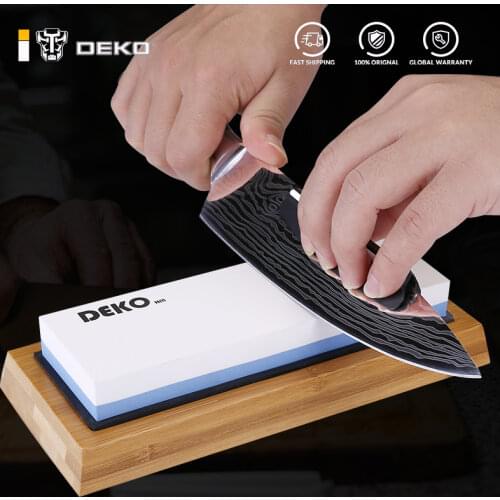 DEKO Double-Sided Knife Grinder Stone Professional Sharpener 400 1000 3000 6000 Grit Whetstone Kitchen Tool With Angle Guide