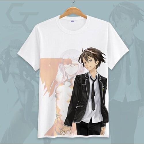 Japanese Anime Guilty Crown Cosplay T Shirt Ouma Shu Yuzuriha Inori Summer T-Shirt Cartoon Graphic Top Tee tshirt Casual Costume