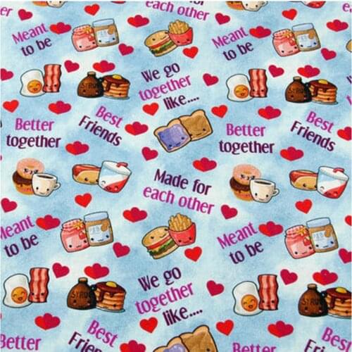 Cartoon Hamburg and Chips Cotton Fabric for Kids Clothes Backpacks Hometextile Cushion Cover DIY Needlework Material