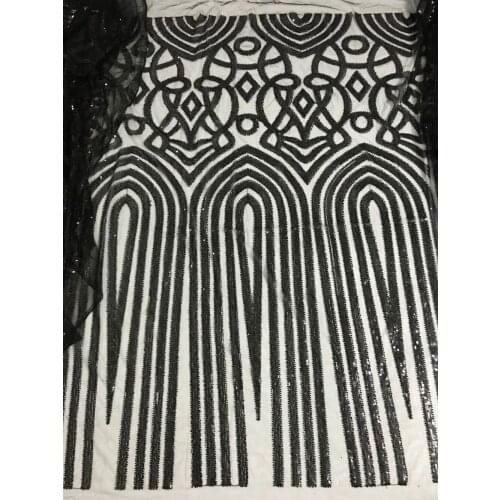 Good quality ZH-1635 African beaded net lace fabric embroidery tulle lace fabric with beads for wedding dress