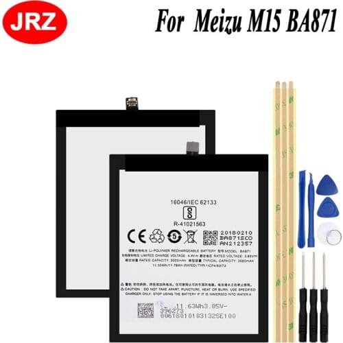 JRZ For Meizu BA871 Phone Battery 3000mAh Hight Capacity Top Quality Replacement Batteries For Meizu Meilan M15 With Tools
