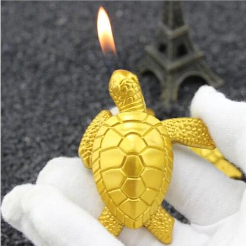Creative Mini model Cigarette Lighter Refillable Butane Tortoise Fire Funny Ornaments Toy metal Lighters Smoker Gift
