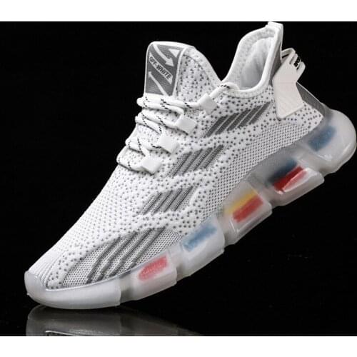 Summer Fashion Breathable Sneakers High-Top Thick-Soled Vulcanized Shoes Flying Woven Mesh Walking Sports Mens Shoes
