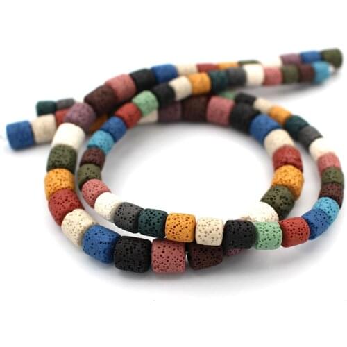 8mm 10mm Color Volcanic Lava Stone Round Tube Spacer Beads Loose Beads Charms Rock Beads DIY for Jewelry Earrings Making 1 pack