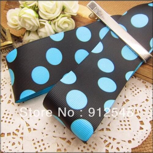 Free shipping 1-1/2"(38mm) big dots printed grosgrain ribbon,Handmade diy hair bands bow ribbon material,dyd38004