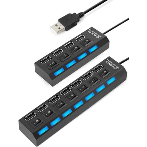 Micro USB Hub 2.0 Multi USB Port 4/7 Ports Hub USB High Speed Hab With on/off Switch USB Splitter For PC Computer Accessories