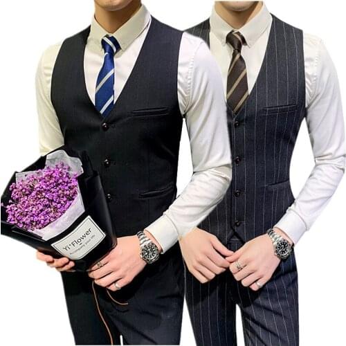 Fashion mens two-piece set (vest + pants) large size men vest and trousers gray black navy blue wedding party dress suit 5xl