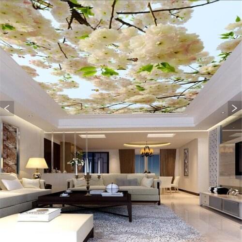Beibehang Wallpaper Fresh flowers blue sky Tree branches Wallpaper Sofa Backdrop Mural Wall Paper Papel De Parede wallpaper-3d