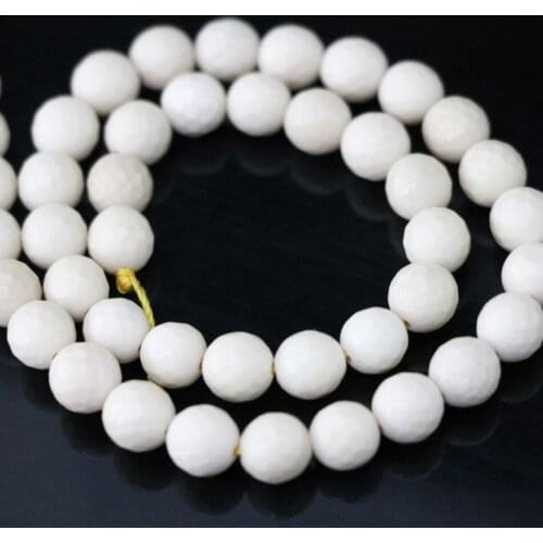 Natural White Stone 8mm Faceted Round Charming Fashion Women DIY Semi Finished Accessories Jewelry Loose Beads 15inch B1096