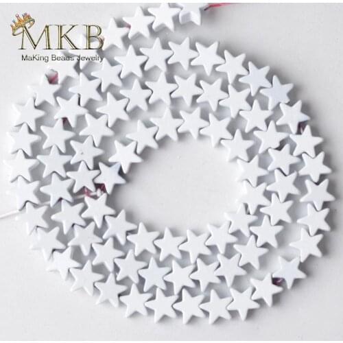 Natural Stone White Hematite Stone 6mm Matte Rubber Five-pointed Star Beads For Jewelry Making Space Beads Diy Bracelet 15inches