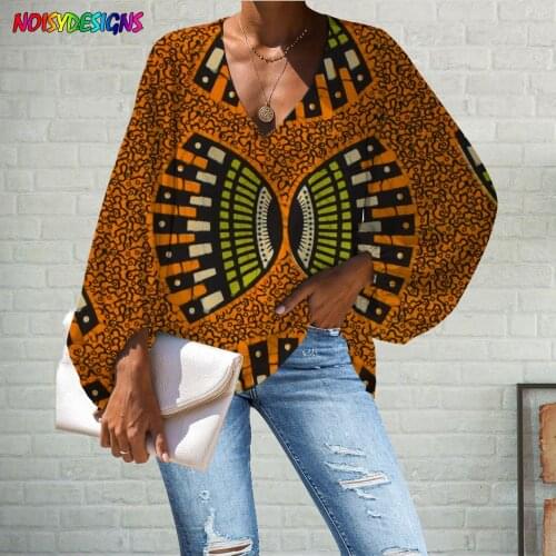 NOISYDESIGNS 2021 Spring Autumn Women Shirts Ankara African Print Loose Oversized Blouses Female Tops Loose Blusas Dropshipping