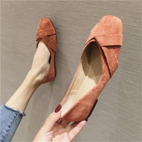 Newest Classic Brand Shoes Woman Casual Square Toe Black Office Work Shoes Women Flats Comfortable Shallow Slip on Women Shoes