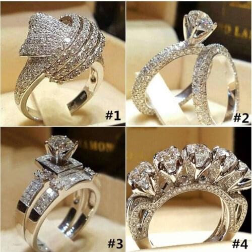 2021 new trend Luxury Male Female Stone Ring Vintage Color Wedding Ring Set Promise Engagement Rings For Men And Women wholesale
