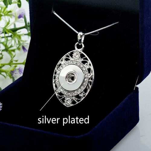 Wholesale Snap Jewelry 18mm Snap Pendant Necklaces With White Crystal for 18-20mm Snap Button