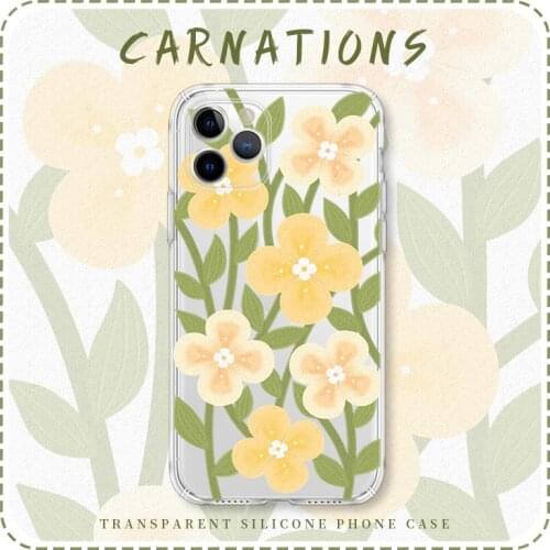 Retro Korean sweet Girls flowers Transparent Phone Case For iPhone 11 12 Pro Xs Max XR Xs 7 8 Plus X 7Plus Case Cute Back Cover