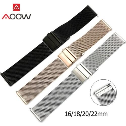 16mm 18mm 20mm 22mm Milanese Loop Stainless Steel Strap Folding Buckle Watchband Men Women Metal Replacement Watch Band for DW
