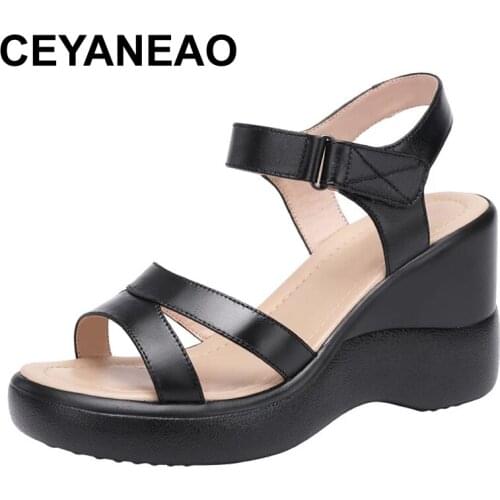 CEYANEAOSoft Bottom Wedges Heel Sandals Women Summer 2021 New White High Heel Sandals Platform Comfortabal Open Toe Heels
