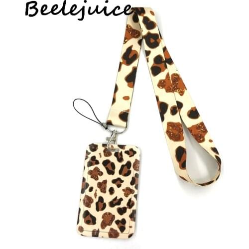 Classic Leopard Print Lanyard Badge Holder ID Card Lanyards Mobile Phone Rope Key Lanyard Neck Straps Keychain Key Ring Gifts