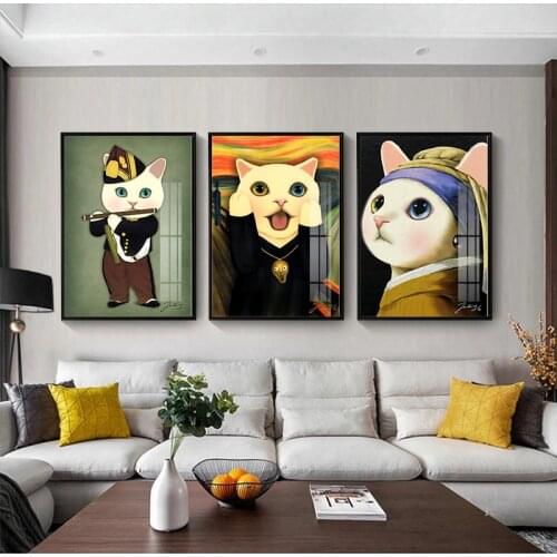 Nordic Cartoon Cat Lovely Of Pet Canvas Painting Wall Pictures For Baby Kids Room Wall Art Posters Prints Creative Home Decor