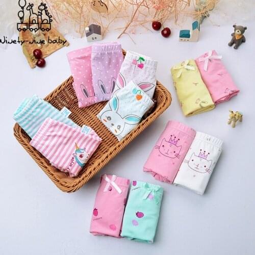 12Pcs/set Girls Cotton Panties Kids Comfortable & Breathable Underwear Children Cute Cartoon Printing Underpants for Girls