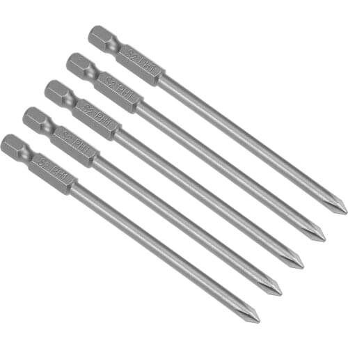 Uxcell 5 Pcs 1/4 Shank 100mm Length 4.5mm Phillips PH1 Magnetic S2 Screwdriver Bits