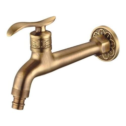 Vidric Bibcock Faucet Long Garden Crane Antique Brass Bathroom Mop Sink Faucets Wall Mount Washing Machine Water Taps Garden 170