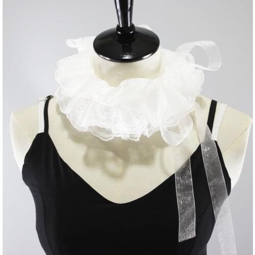 Women White Ribbon Fake Collar Lady Necklace Choker False Collars Female Dress Party Detachable Collars Sweater Suits Decor