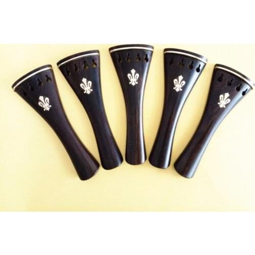 1 pcs 4/4 violin tail string natural ebony full size violin accessories gold mosaic