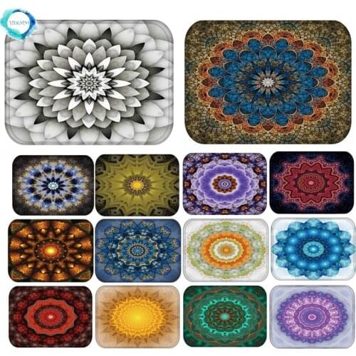 1PC 40x60cm Bohemia Flower Welcome Floor Mats Mandala Geometric Pattern Bathroom Kitchen Carpet Floral Rug Doormat
