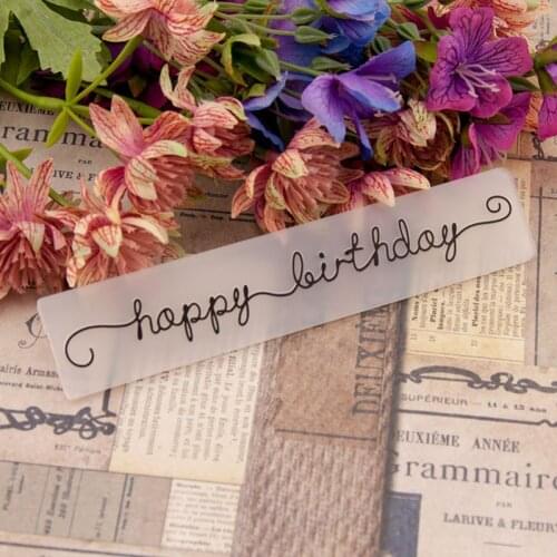1Pcs Happy Birthday Plastic Stencils Making Craft Paper Cards Template Embossing Folders DIY Photo Album Decor Tool 15x3CM