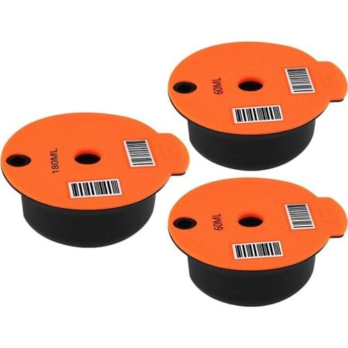 3 Pcs Reusable PP Coffee Capsule Pod with Slicone Lid for BO-SCH Tassimo Machine,Make Your Favorite Coffee,60Ml & 180Ml