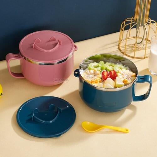 304 stainless steel instant noodle cup large-capacity insulated double-layer soup bowl Korean student fast food cup with lid hot