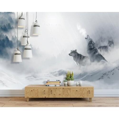 Beibehang Custom 3d wallpaper mural nordic abstract fog forest wolf landscape wallpaper for living room papel de parede mural