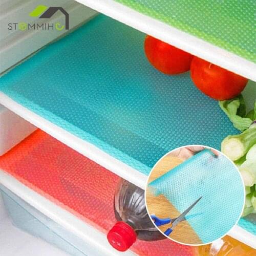 4 Pcs Refrigerator Mats EVA Drawer Liner Washable Fridge Mats Pads Placemats Shelves Drawer Table Mats Liners
