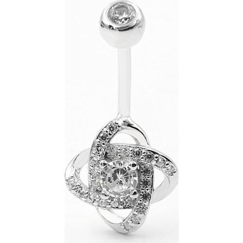 925 sterling silver bell button ring cubic zircon navel piercing ring fashion body piercing jewelry
